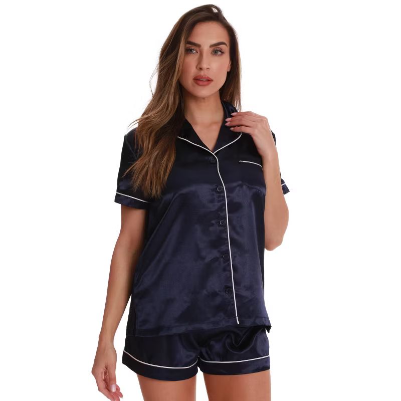 Just Love Womens Satin Pajama Set - Loungewear Short Sleeve Button Down Sleepwear | Target