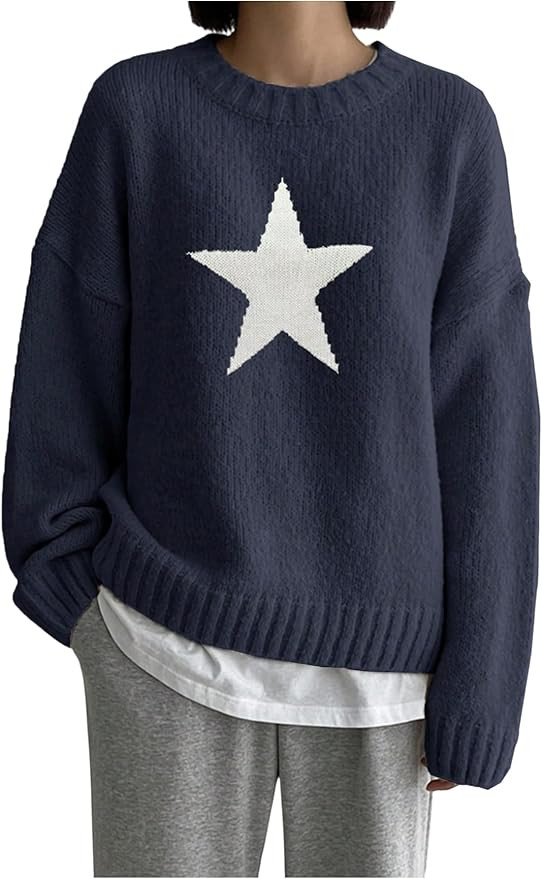 SHENHE Women's Oversized Crew Neck Long Sleeve Soft Casual Loose Sweater Pullover | Amazon (US)