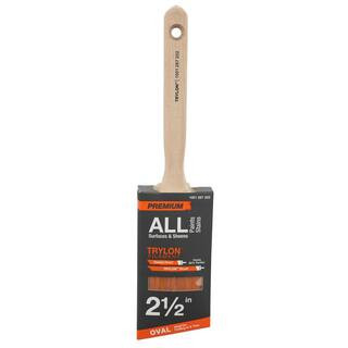 Premium 2.5 in. Polyester Trylon Oval Angled Sash Paint Brush | The Home Depot