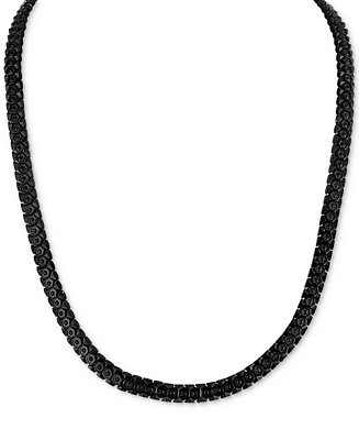 Cubic Zirconia Honeycomb Link 24" Necklace in Black IP Stainless Steel | Macy's