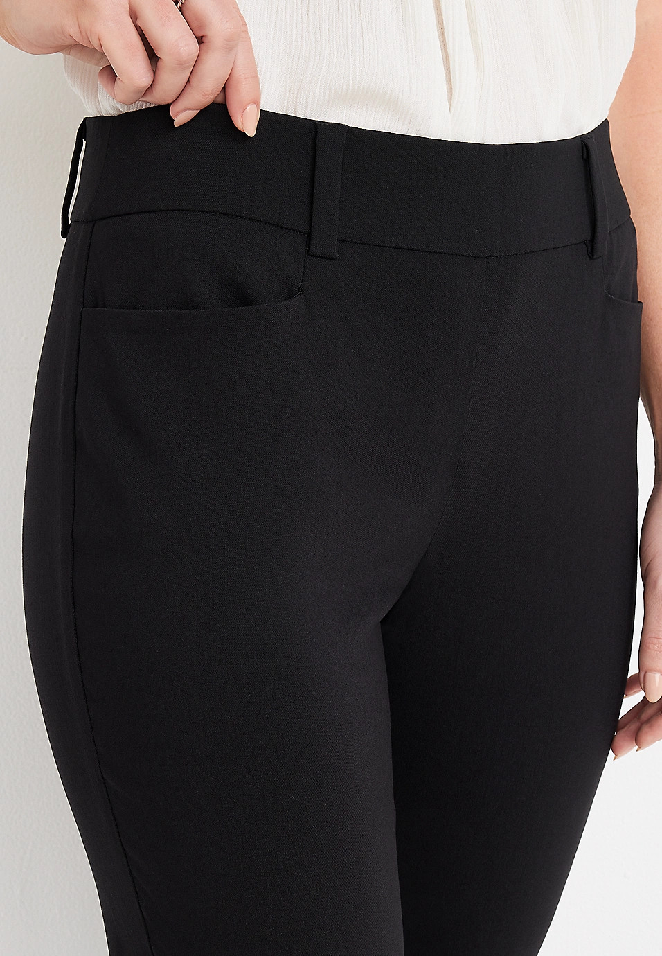 Black Bengaline Mid Rise Bootcut Pant | Maurices