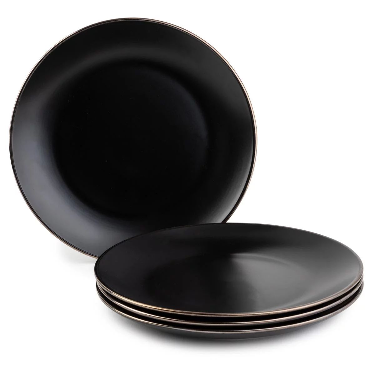 Thyme & Table Dinnerware Black Onyx Stoneware Dinner Round Plates, 4 Pack - Walmart.com | Walmart (US)