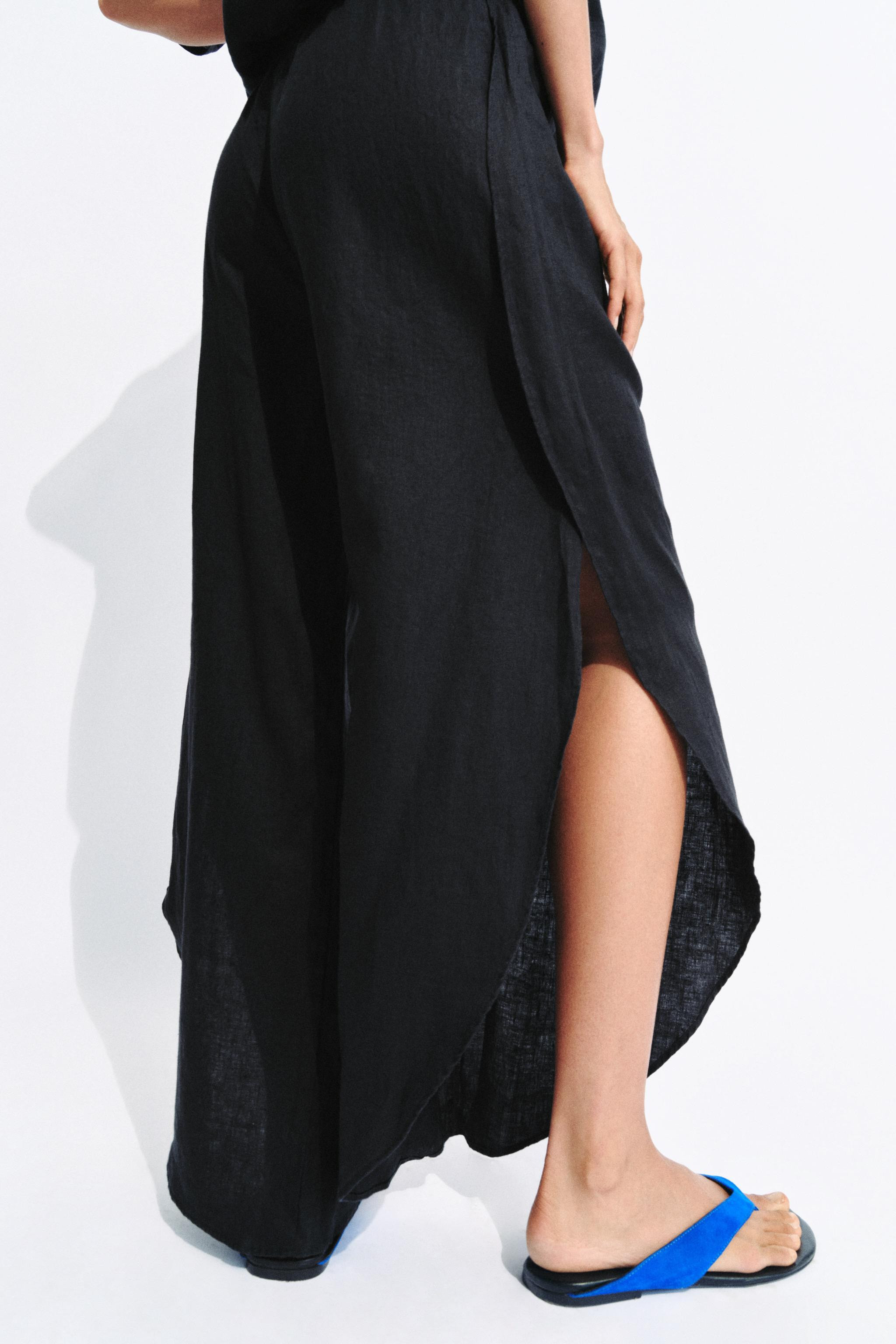 ZW COLLECTION 100% LINEN PANTS WITH VENTS | Zara US