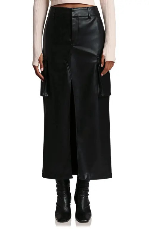 Avec Les Filles Faux Leather Cargo Maxi Skirt in Black at Nordstrom, Size Small | Nordstrom