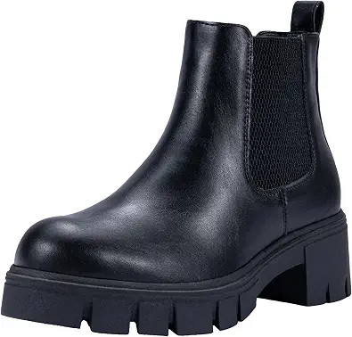 Women's Chunky Platform Chelsea Ankle Boots, Slip On Design | Comfortable dressy booties,memory f... | Amazon (US)