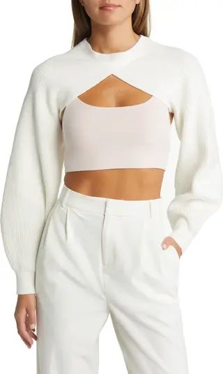 Open Edit Cotton Blend Rib Shrug | Nordstrom | Nordstrom