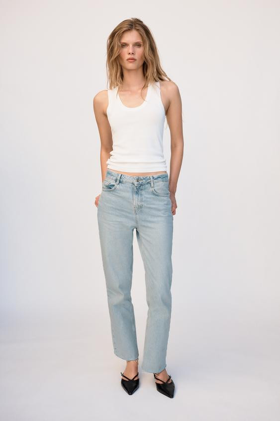 HIGH-WAIST - STRAIGHT - ANKLE-LENGTH - RIGIDHigh-waist ankle-length jeans with five pockets. Stra... | Zara US