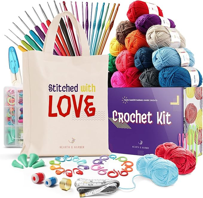 Hearth & Harbor Crochet Kit for Beginners Adults, Crochet Kits for Beginner, Learn to Crochet Set... | Amazon (US)