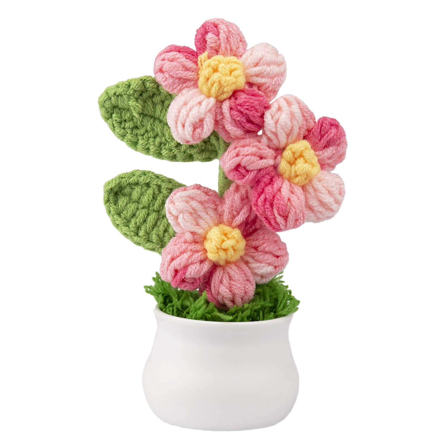 Knitting Crochet Puff Flowers Potted Plants, Gradient Colorful Flowers for Friends, Family and Lo... | Amazon (US)