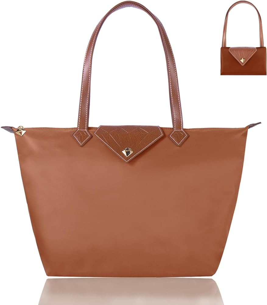 Women Tote Bag,Stylish Waterproof Nylon Ladies Shoulder Bag, Folding Beach Travel Bag for Work,Sh... | Amazon (US)