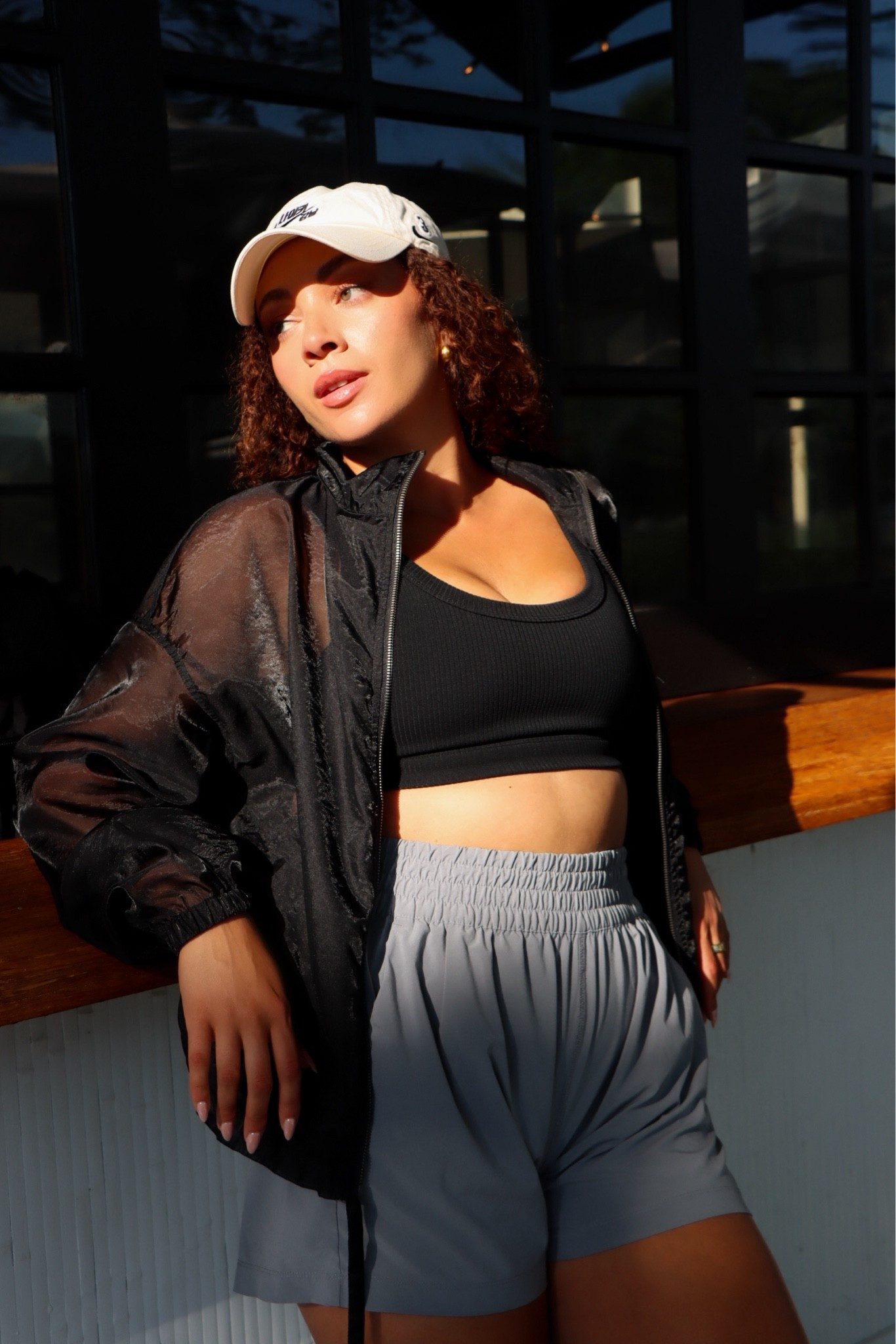 Athleisure OOTD! Mesh track jacket from SPANX, sports bra from Alo, shorts are VUORI. Everything in a size medium

#LTKootd #LTKActive #LTKfitnessgoals