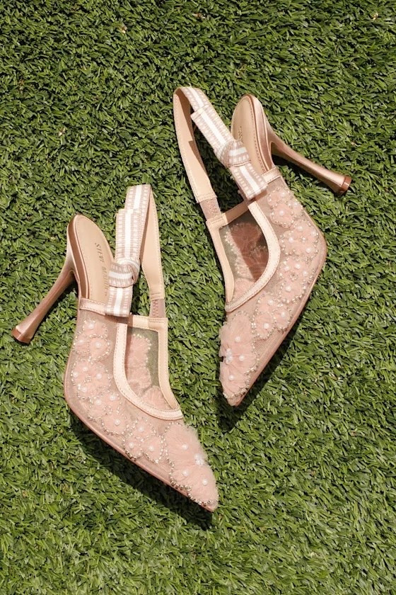 Inspired by couture-inspired femininity, these ribbon slingback pumps pair sheer mesh texture with graceful structure for a beautifully elevated finish. Under $130.

Keywords:

* slingback pumps
* pointed toe heels
* blush heels
* mesh heels
* ribbon detail pumps
* feminine high heels
* wedding guest shoes
* elegant slingback heels
* bridal shower shoes
* cocktail party heels
* romantic occasion shoes
* formal event footwear
* wedding guest accessories
* date night heels
* feminine dress shoes
* elegant evening style

#LTKSeasonal #LTKHome #LTKSaleAlert