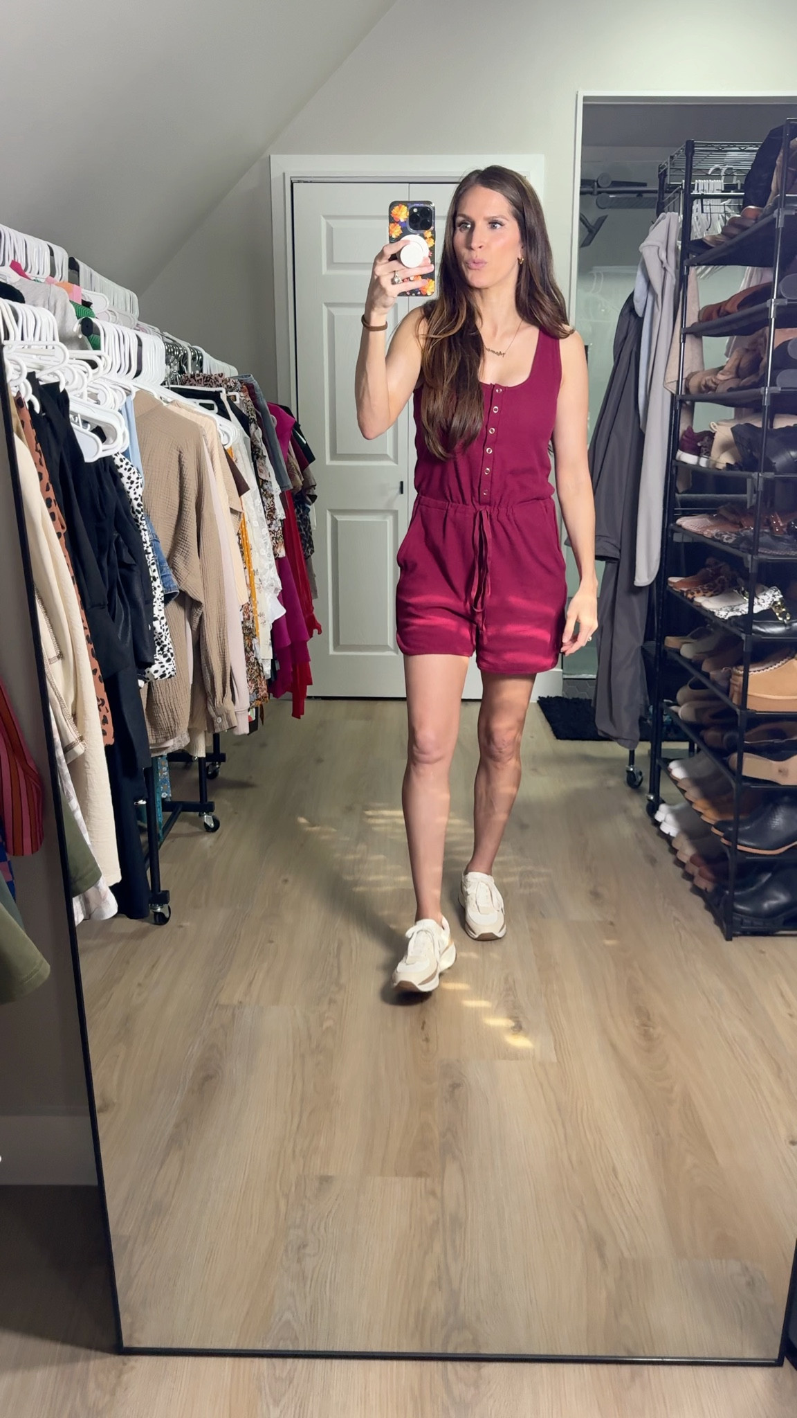 Comfy & nursing friendly romper! Perfect for everyday or a travel outfit! Wearing a small & my sneakers run TTS.

#LTKTravel #LTKootd #LTKgrwm