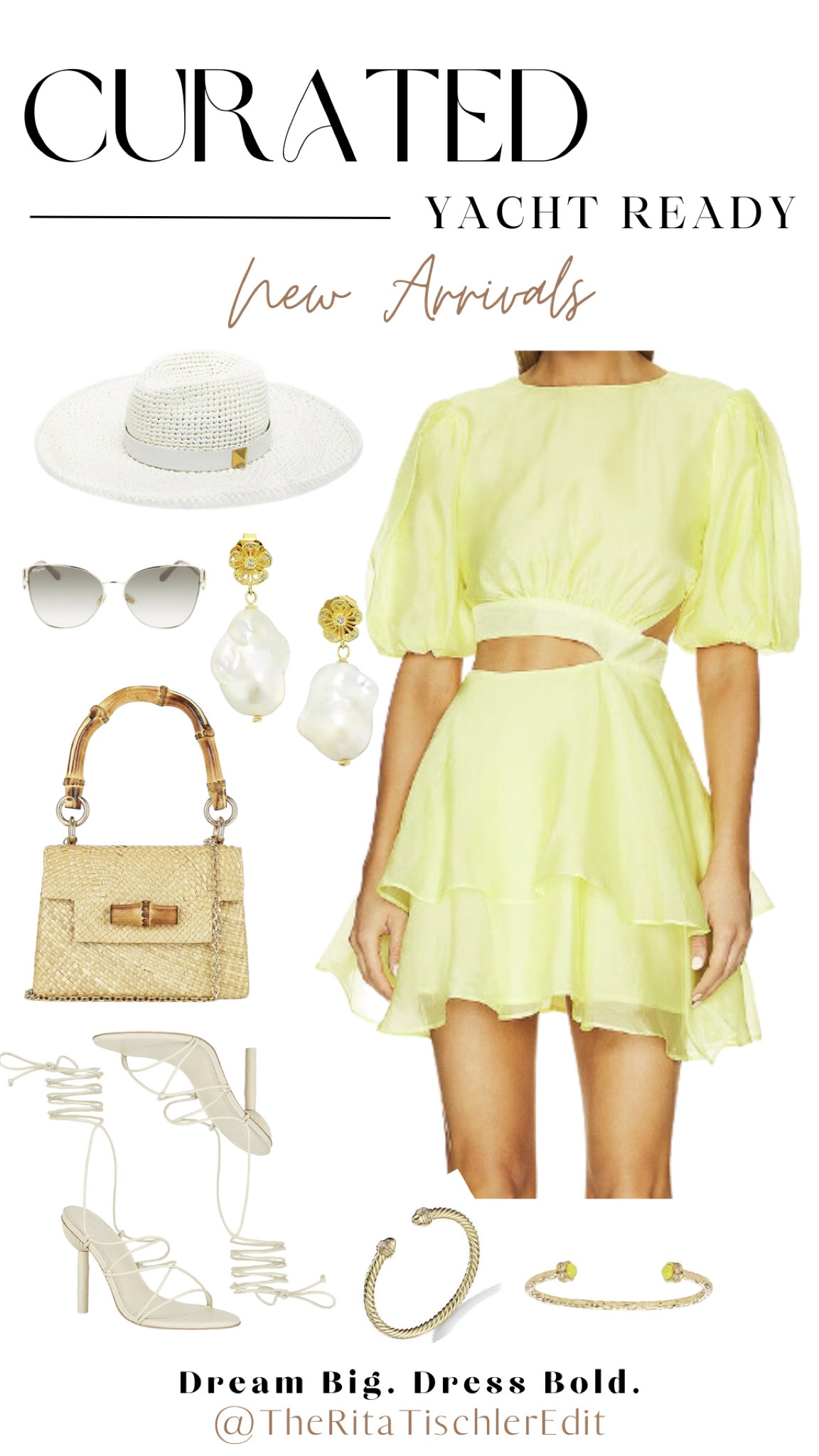 Cut out dress, white hat, straw purse, white  heels 

#LTKSeasonal #LTKstyletip #LTKwedding