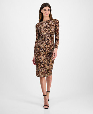Anne Klein Women's Printed Long-Sleeve Sheath Dress - Macy's | Macy's