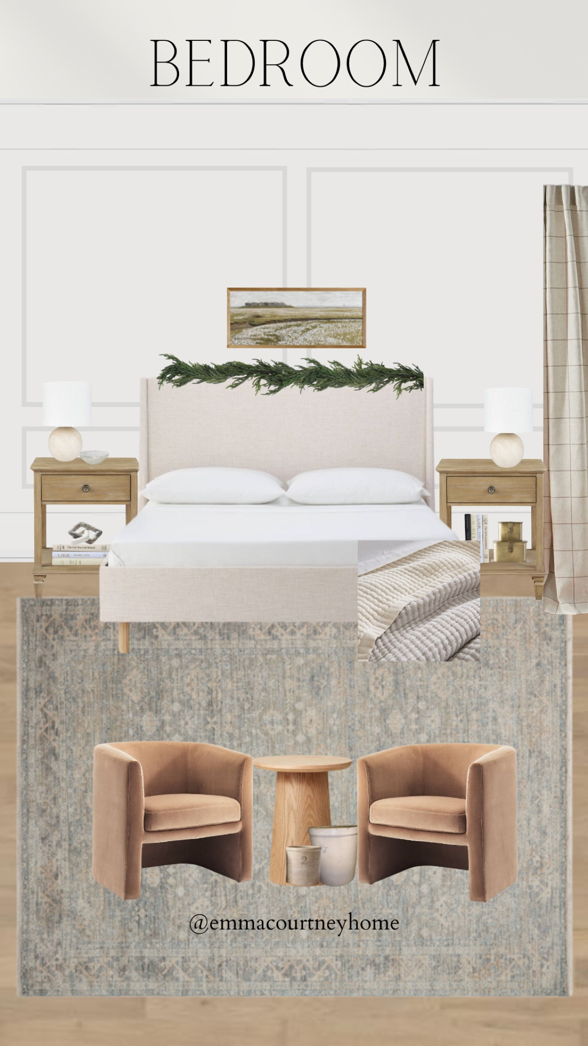 Holiday bedroom inspiration including Black Friday deals. Loloi rug, barrel chair from target home, upholstered bed. Nightstands  

#LTKhome #LTKHoliday #LTKsalealert