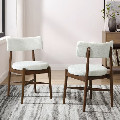 KWPZQEB Mid Century Modern Dining Chairs Set of 2, Round Kitchen Chairs with Upholstered, Curved Backrest and Rubberwood Frame for Vanity,Living Room | Target