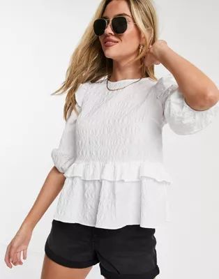 New Look peplum blouse in white | ASOS (Global)