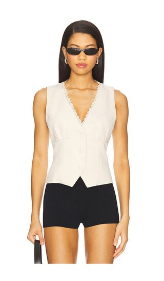 Tayler Top in Beige | Revolve Clothing (Global)