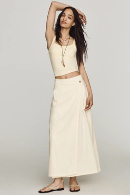 By Anthropologie Cotton Linen Wrap Maxi Skirt | Anthropologie (US)