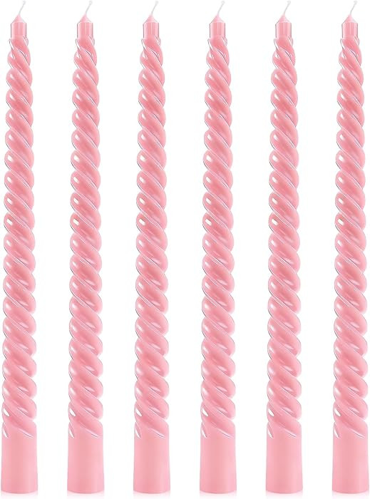 6 Pcs Pink Spiral Taper Candles, 10 Inch Unscented Dripless Twisted Candlesticks, Decoration for ... | Amazon (US)