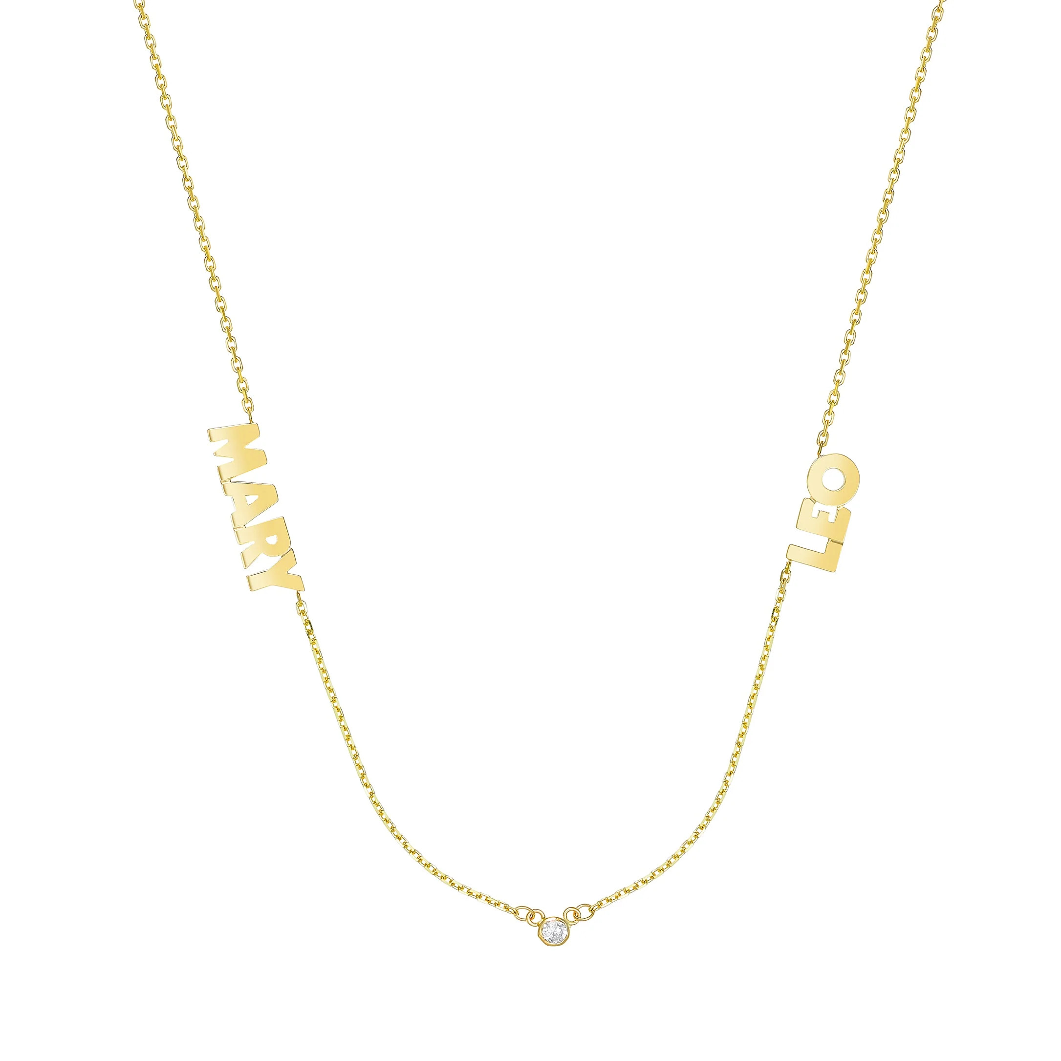 Multi Name Uppercase Font with Diamonds | Lola James Jewelry