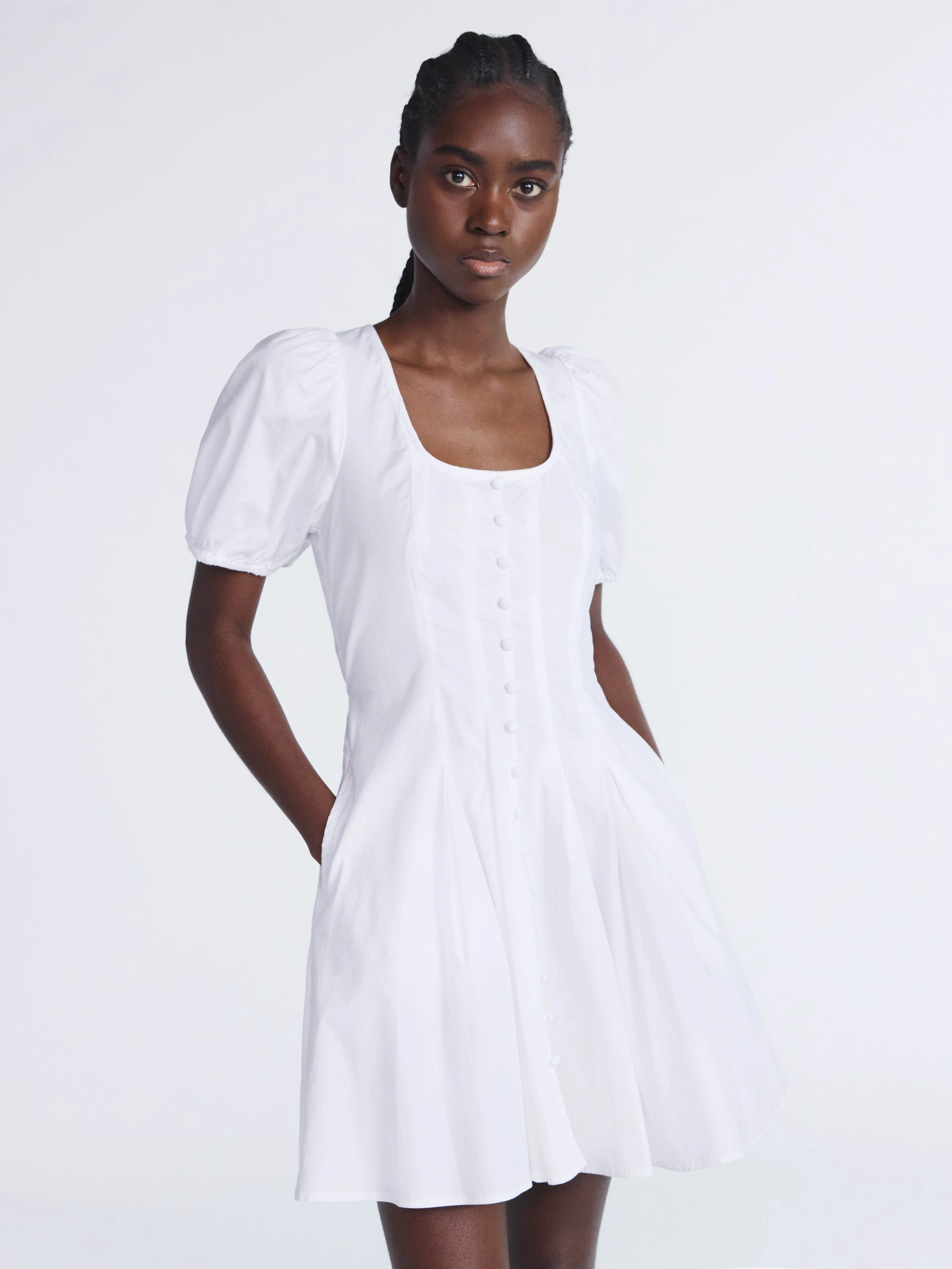 Scoop Women’s Pleated Mini Dress with Puff Sleeves, Sizes XS-XXL | Walmart (US)