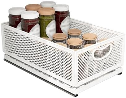 Sliding Cabinet Basket Organizer Drawer Self Adhesive Slide out Pantry Shelves Heavy Duty Carbon ... | Amazon (US)