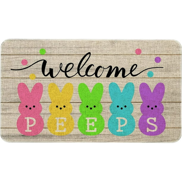Easter Door Mat 30 X 17 Inch Easter Bunny Welcome Peeps Doormat Indoor Outdoor Entrance Floor Mat... | Walmart (US)
