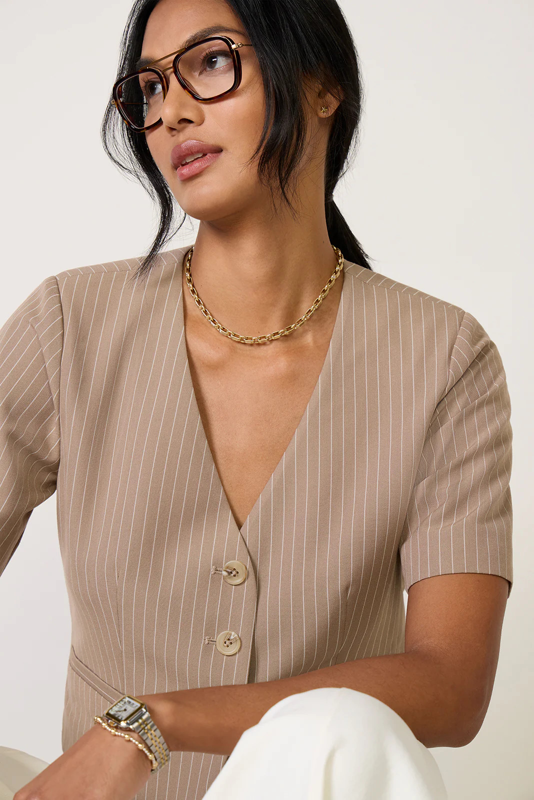 Mel Pinstripe Blazer | Evereve