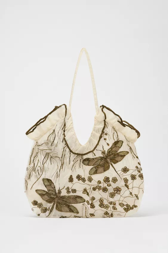 EMBROIDERED DETAIL TOTE BAG | Zara US