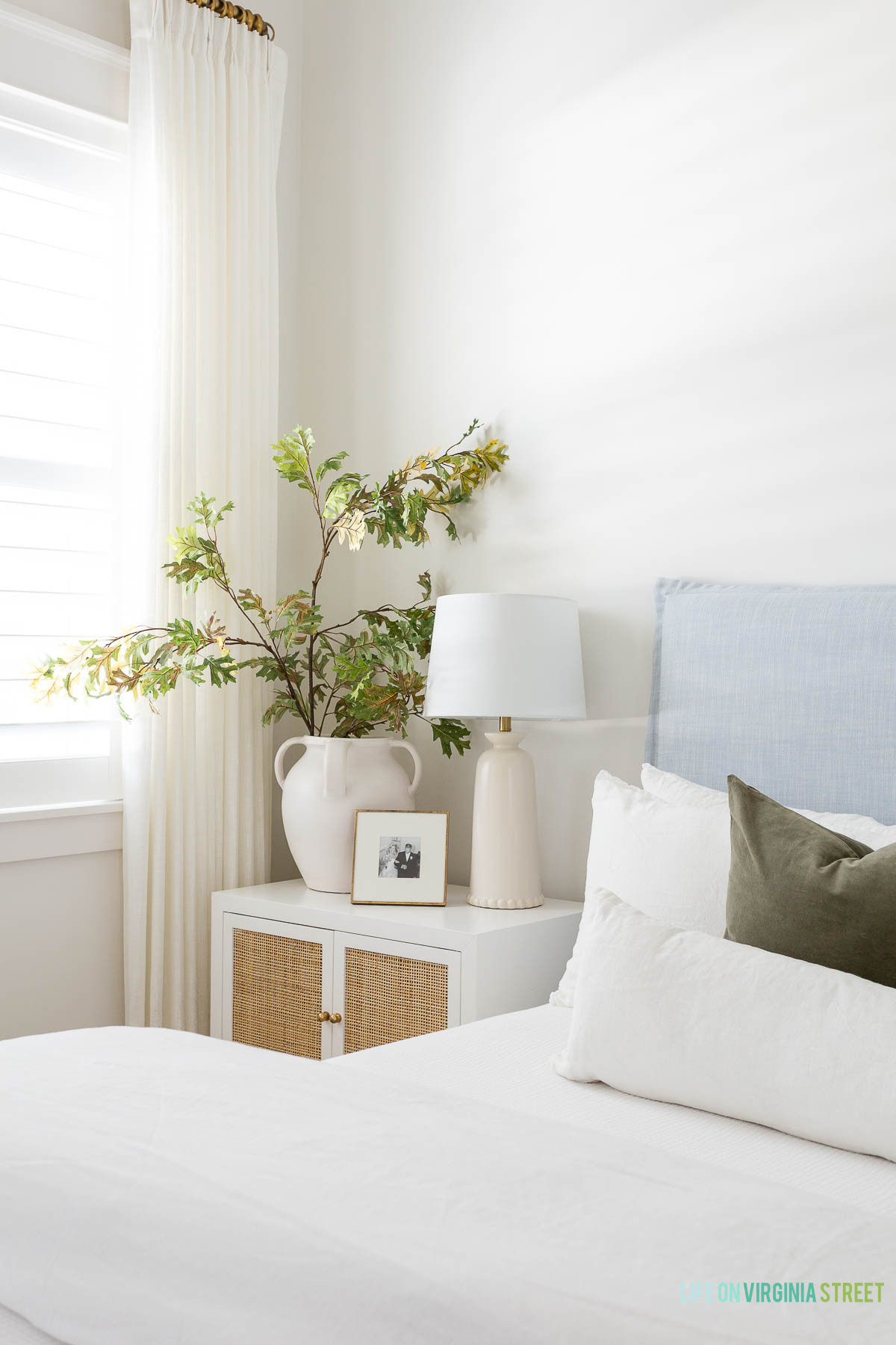 Coastal home bedroom // fall coastal bedroom // faux stems // lamp // fall bedroom // Florida coastal bedroom  

 #LTKSeasonal #LTKHome #LTKStyleTip