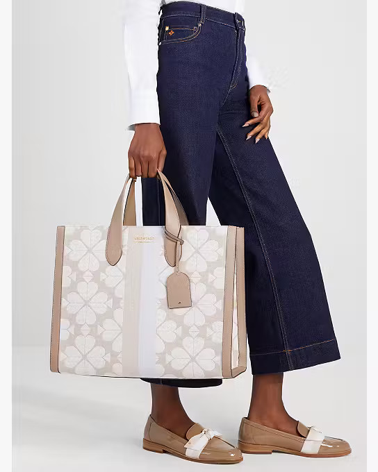 Oversized Spade Flower Jacquard Stripe Manhattan Large Tote | Kate Spade (US)