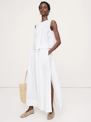 Linen Tiered Tie-Side Maxi Skirt | Banana Republic (US)
