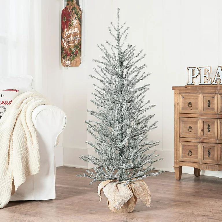 Holiday Time Snow Capped Green Fir Tree with Burlap Base, 48" | Walmart (US)