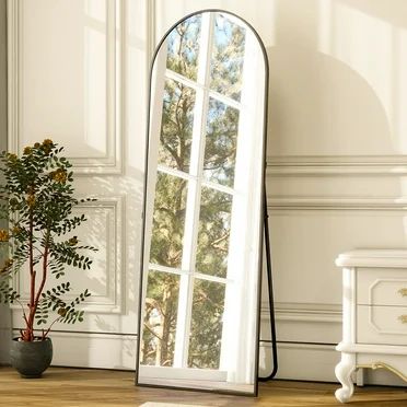 BEAUTYPEAK Arched Full Length Floor Mirror 64"x21.1" Full Body Standing Mirror,Black | Walmart (US)