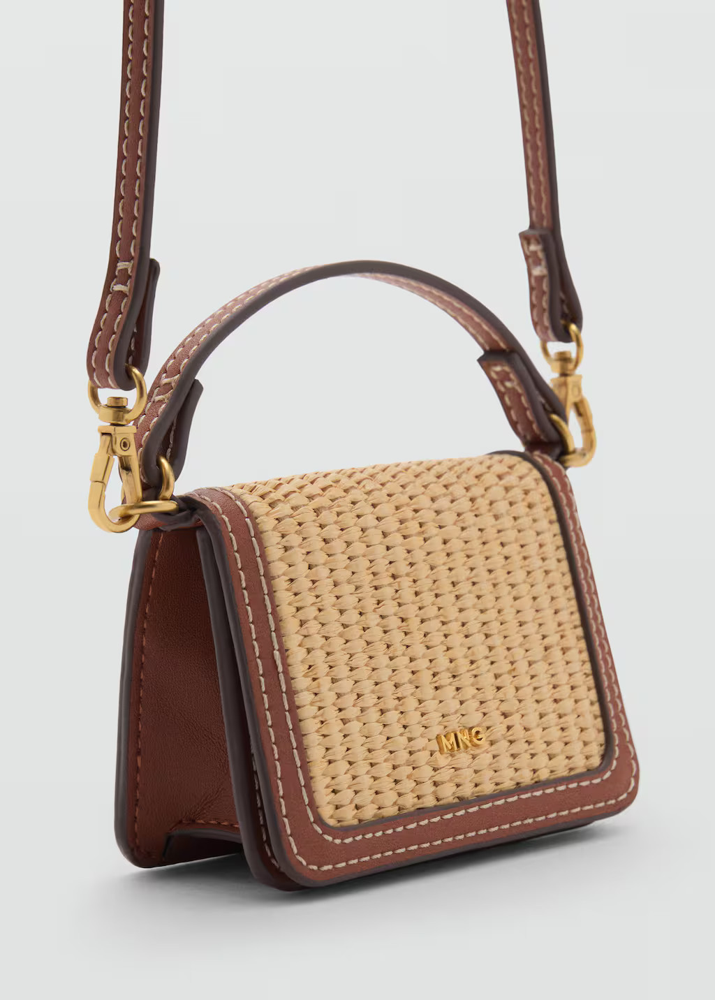 Raffia-effect crossbody purse leather - Women - One size - MANGO | Mango (US/MX/AU)