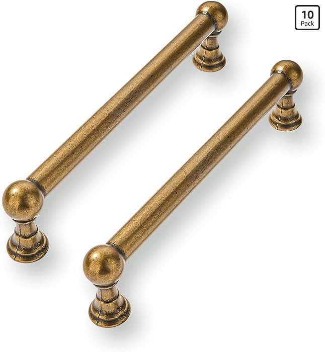 10 Pack 5 Inch Solid Kitchen Cabinet Handles Antique Brass Heavy Duty Cabinet Pulls Drawer Pulls ... | Amazon (US)