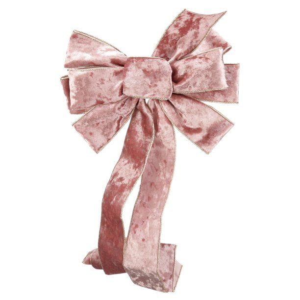Holiday Time Grand Holiday Velvet Bow Tree Topper Decoration, Pink - Walmart.com | Walmart (US)