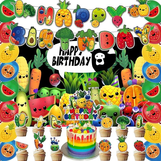 Hey Bear Sensory Fruit Party Supplies,Including Birthday Bannner,Cake Copper ,Ballon,Party Backgr... | Amazon (US)