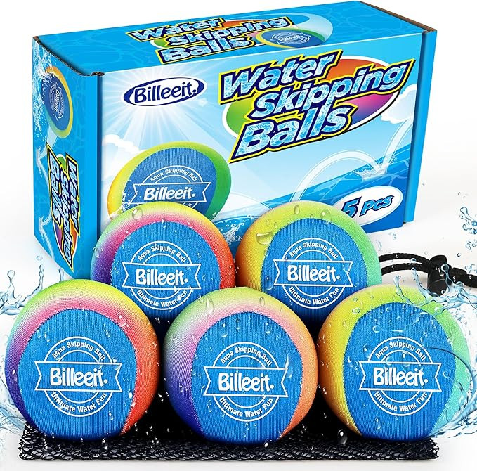 5Pcs Water Skipping Balls Set for Pool Play, Multi-Colored Splash Water Bouncing Balls, Fun Water... | Amazon (US)
