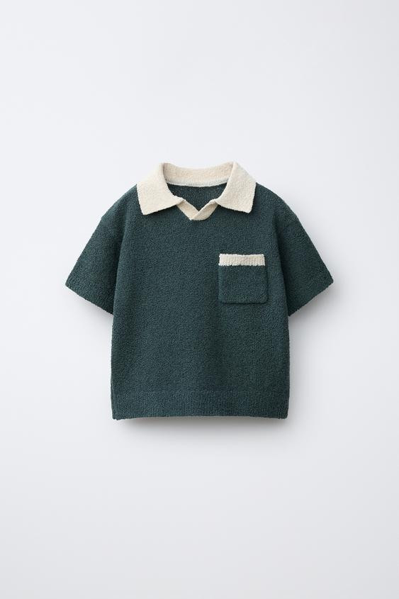 CONTRAST COLLAR KNIT POLO SHIRT | Zara US