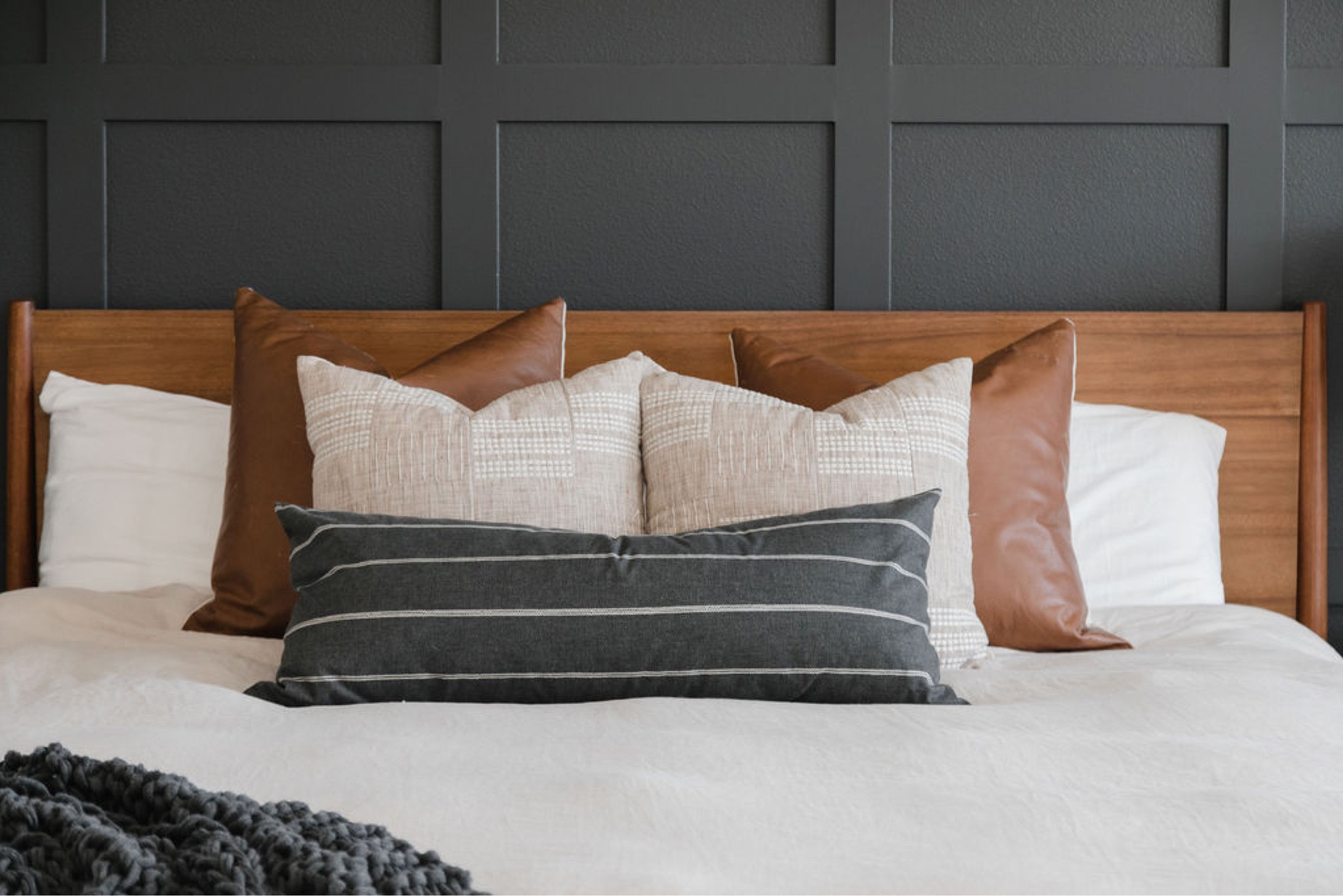 Moody bedroom with mid-century accents. Mid-century side tables, headboard, linen, throw pillows, rug, curtains, lamp.

Bedroom, home decor, primary bedroom, mid-century, moody.

#LTKunder50 #LTKunder100 #LTKhome