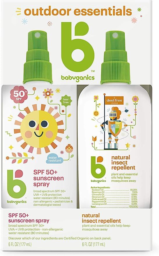 Babyganics Baby Sunscreen Spray 50 SPF and Bug Spray, 6oz each, Packaging May Vary | Amazon (US)
