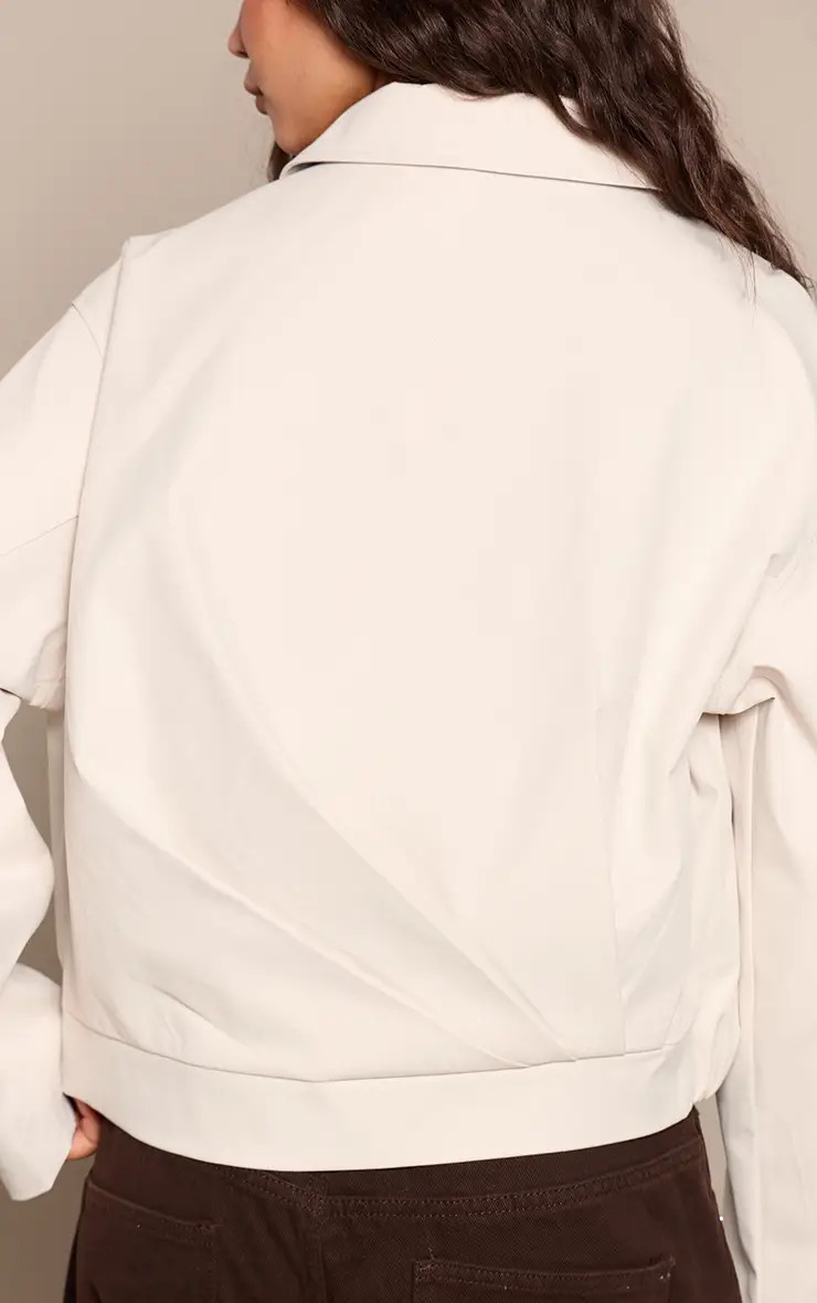 Stone Trench Fabric Gathered Hem Jacket | PrettyLittleThing USA | PrettyLittleThing US