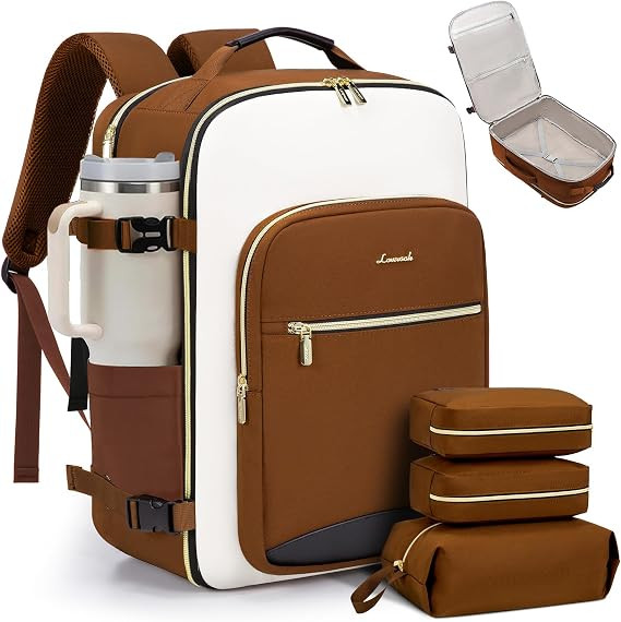 LOVEVOOK 40L Travel Backpack for Women & Men, Airline Approved Carry On Luggage with 3 Packing Cu... | Amazon (US)