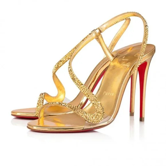 Christian Louboutin ROSALIE STRASS 100 Crystal Metallic Sandal Heels Shoes | Poshmark