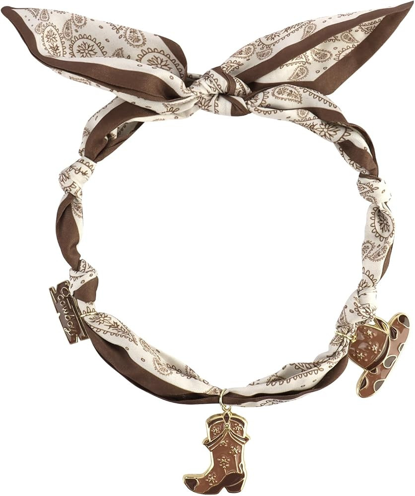 CUBACO Scarf Necklace with Charm Bandana Necklace with Cowgirl Cowboy Boot Hat Charms Pendants We... | Amazon (US)