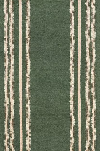 Green Kari Striped Wool 9' x 12' Area Rug | Rugs USA