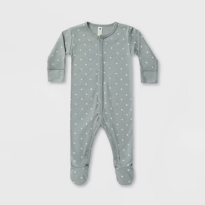 Q by Quincy Mae Baby Brushed Jersey Long Sleeve Footed Pajama - White | Target